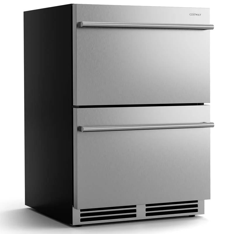 24" 4.9 Cu.Ft Dual Drawer Beverage Refrigerator, Built-in/Freestanding Undercounter Beverage Cooler with 37�H-64�H Temp Range for Home Commercial Use