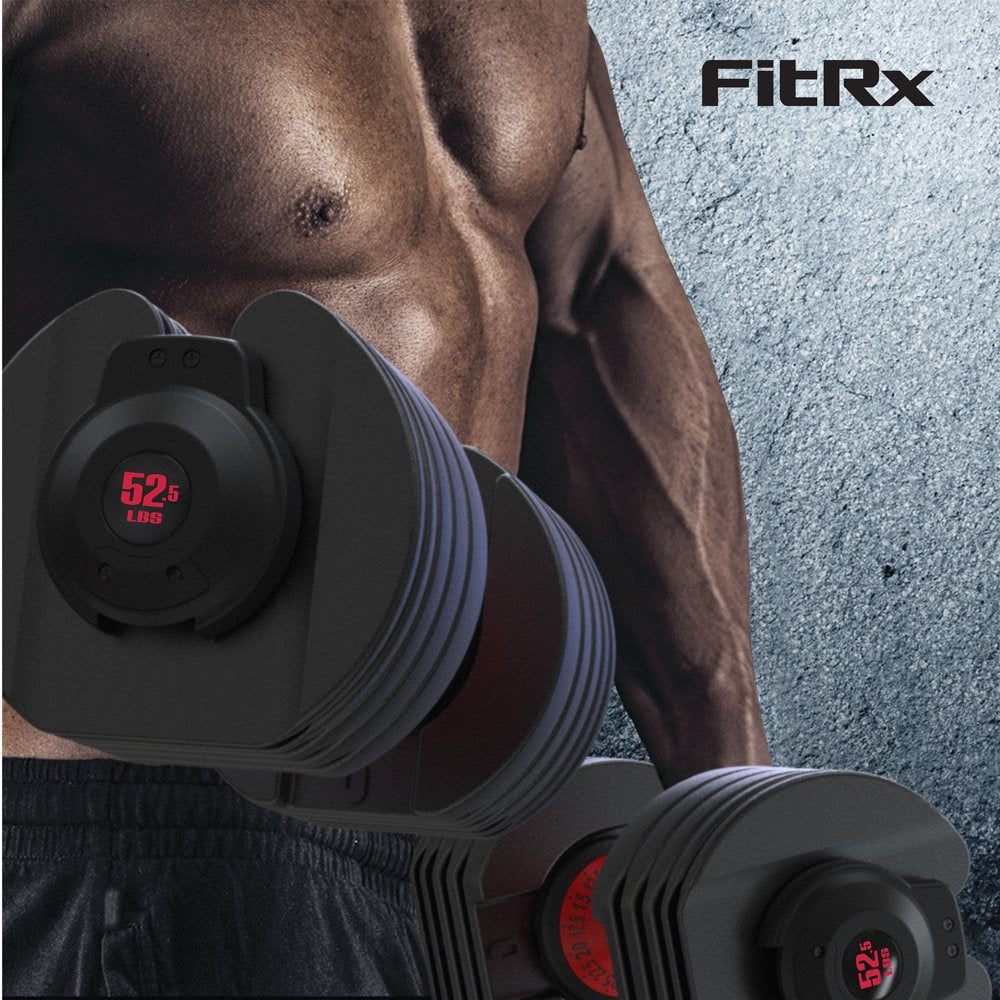 FitRx Smart Bell, Quick Select Adjustable Dumbbell, 5-52.5 Lbs