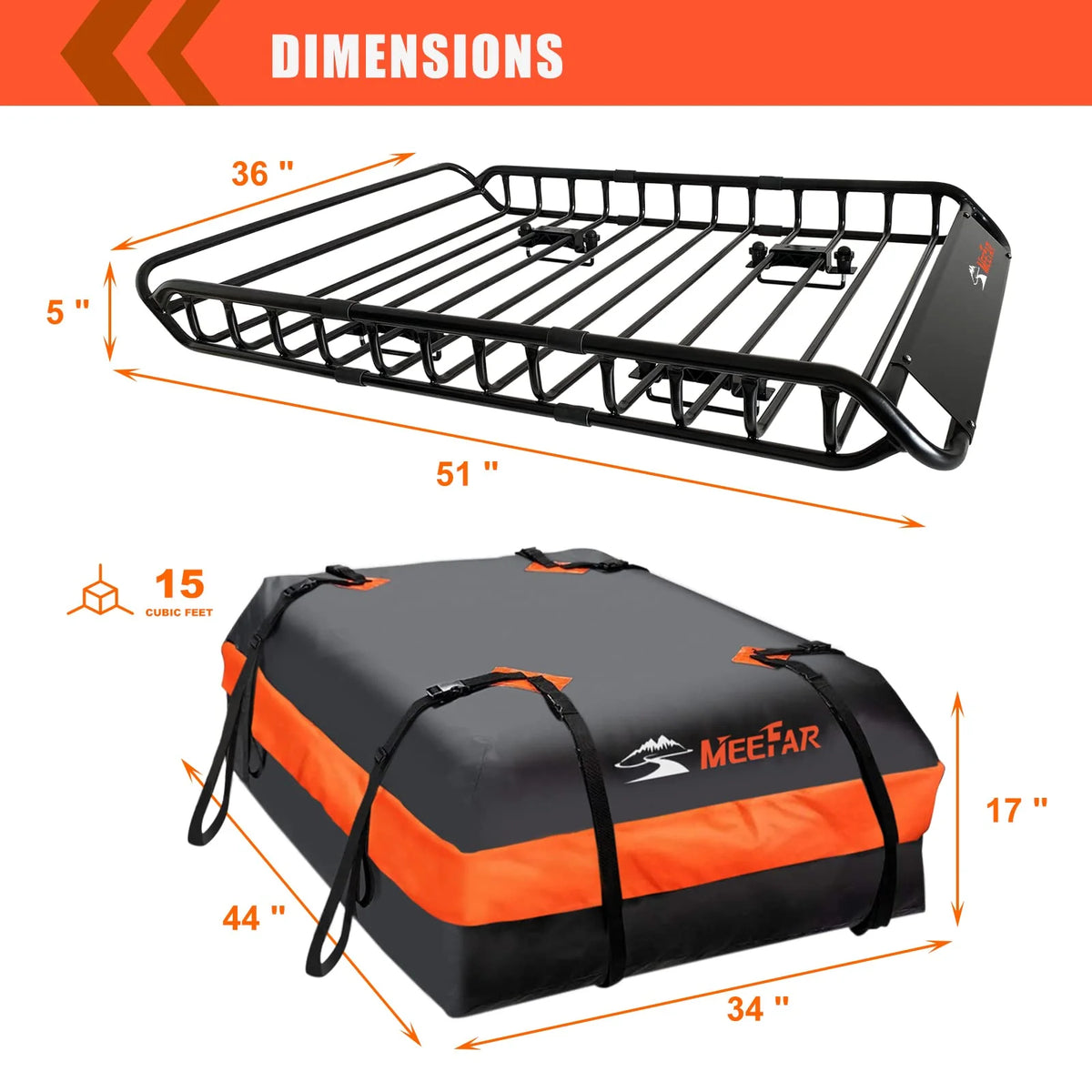 MeeFar Roof Rack Carrier Basket Universal Rooftop