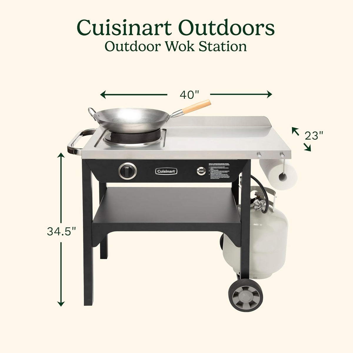 Cuisinart Outdoor Wok Station with 50,000 BTU Burner & 14′′ Carbon Steel Wok – Perfect for Stir Frying & More