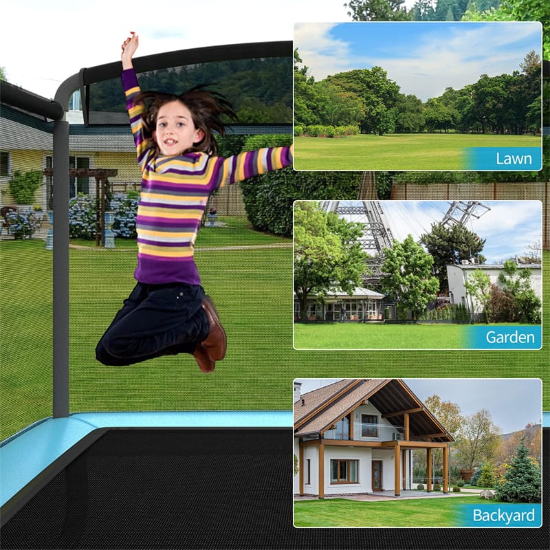6FT Kids Trampoline with Swing, Safety Enclosure, ASTM Approved Rectangle Recreational Trampoline for 3-8 Years Indoor/Outdoor, Max Load 220lbs