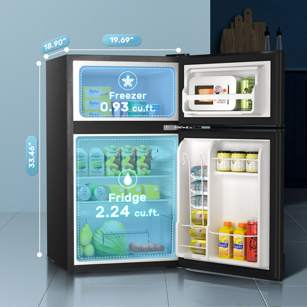 3.2 cu. ft. 2-Door Mini-Refrigerator in Black