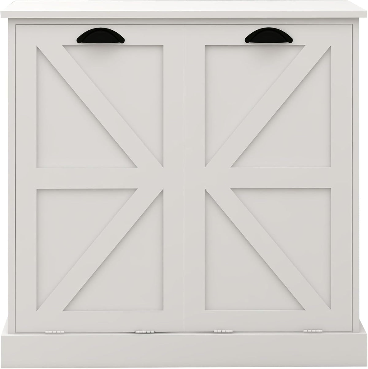 Tilt Out Laundry Sorter Cabinet with 2 Removable Liner Bags,Divided Laundry Hamper Cabinet with Semi-Circular Metal Handle and Barn Door for Space Saving (Style-01)