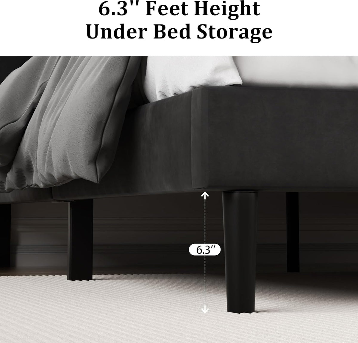King Size Platform Bed Frame with Upholstered Velvet Button Tufted Headboard, Mattress Foundation with Wooden Slat Support, No Box Spring Needed, Easy Assembly, Noise Free, Black.