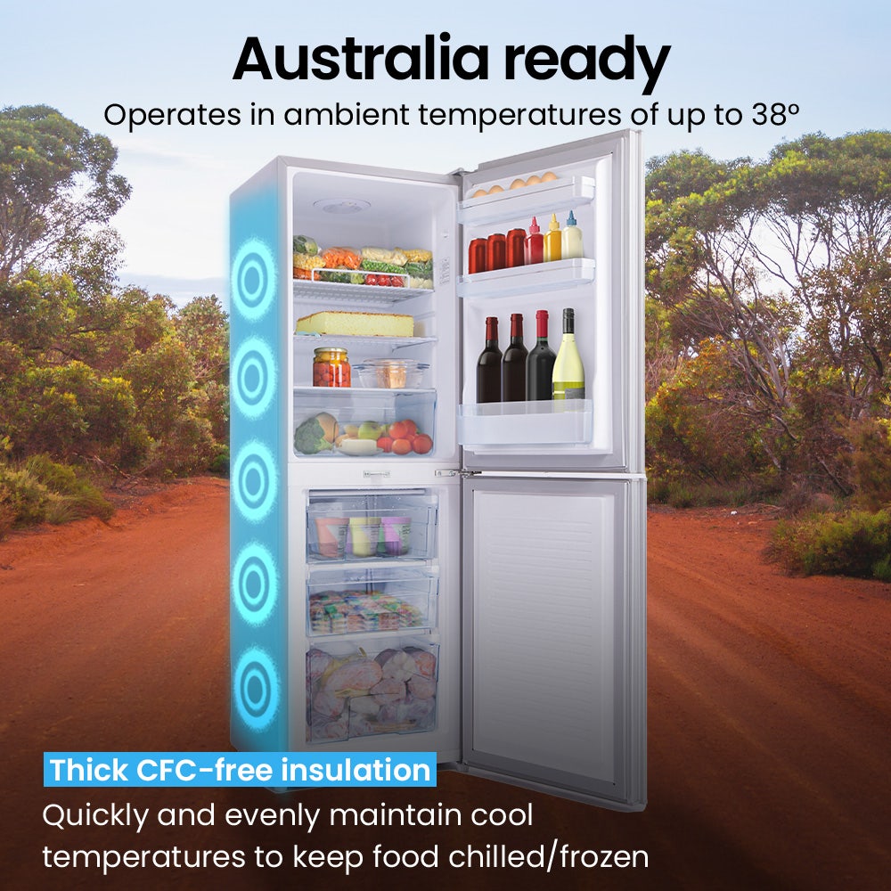GECKO 160L Upright Portable Fridge / Freezer, 12V/24V for Motorhome and Caravan, Silver