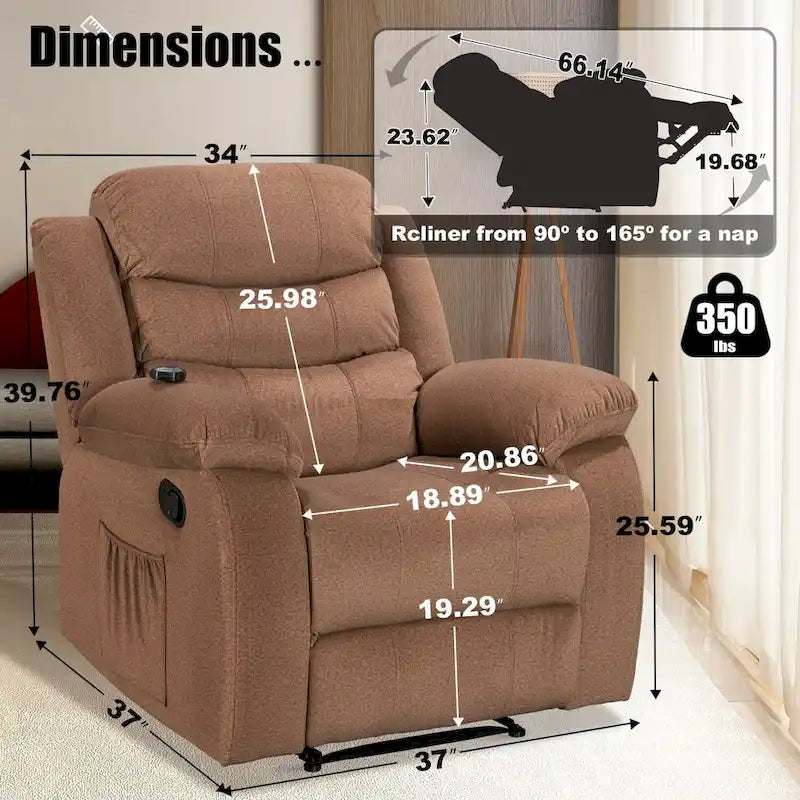 Soft Recliner Chair with Massage and Heat Function