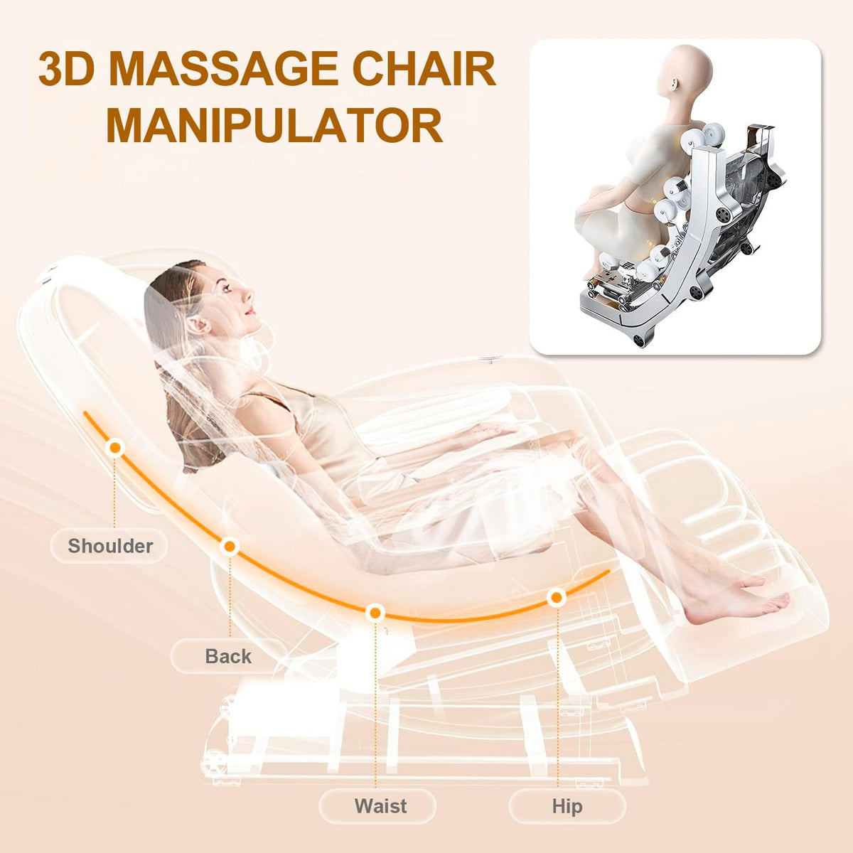 F&G Massage Chair Full Body Zero-Gravity SL Track Massage Chair  5 Level Heating Function and Airbag Massage Foot Rollers Phone Charging