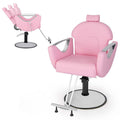 Reclining Barber Chair, 360�� Swivel Salon Chair with Heavy Duty Hydraulic Pump, Adjustable Height & Headrest for Hair Styling, Makeup, Tattoo