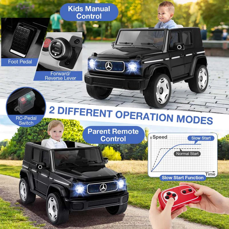 12V 4WD Kids Ride On Car, Licensed Mercedes-Benz EQG Battery Powered Electric Vehicle with Remote Control & Music