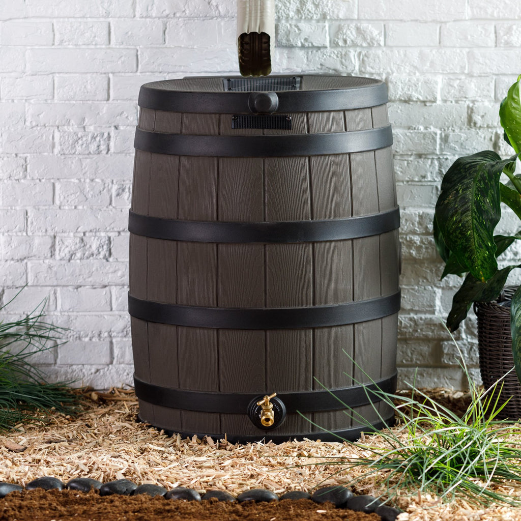 50 Gallon  Darkened Rib Rain Barrel, Green