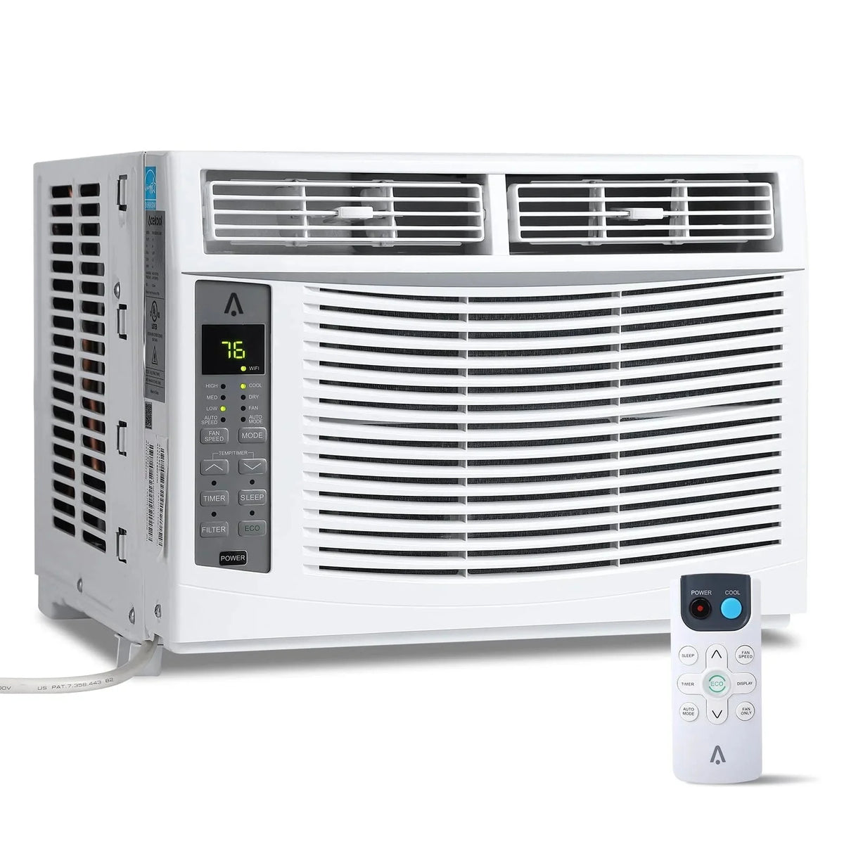 Window air conditioner with reusable filter and controls, 6000 BTU, 115 V~, suitable for rooms up to 250 square feet