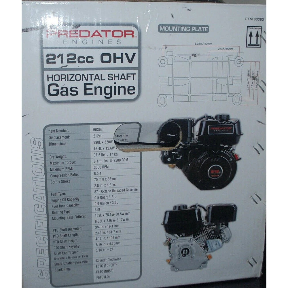 Predator Horizontal Shaft Engine – 6.5 HP, 212cc