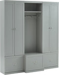 Crosley Furniture Harper 3-Piece Hall Tree and Storage Cabinet Set with Entryway Bench and Hooks for Hanging, Gray