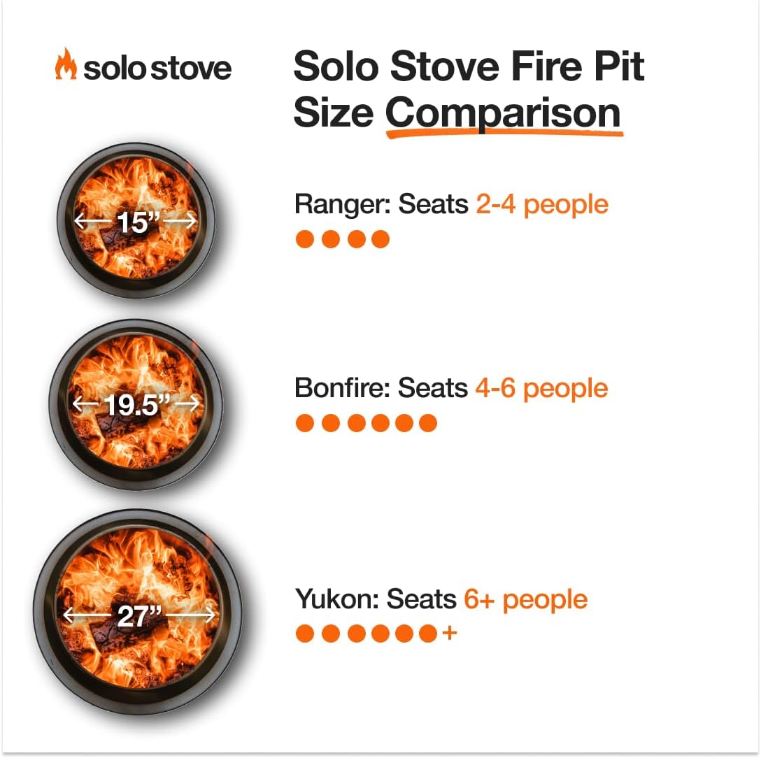 Solo Stove Yukon 2.0 + Stand, 27 Inch Smokeless Fire Pit �C Portable Stainless Steel Outdoor Fireplace - 360�� Airflow Technology and Removable Ash Pan �C Ideal for 6 or More People, 43.9lbs, Ash