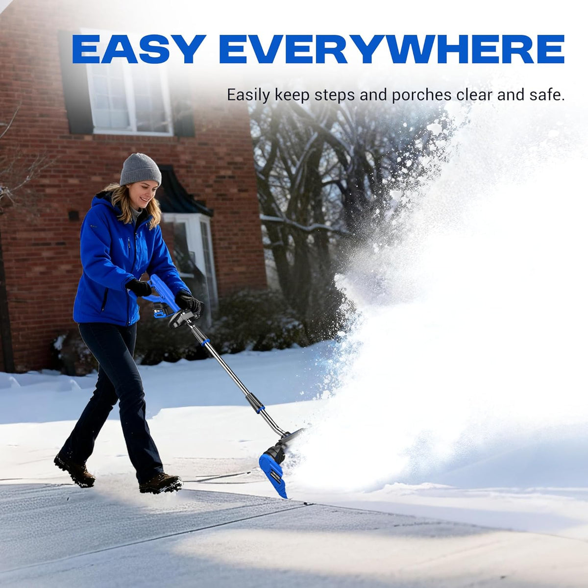 2 * 40V Electric Cordless Snow Shovel  13 Inch Brushless Electric Snow Blower with 2��4.0Ah Batteries & Fast Charger  13" Width  6" Depth  25FT Throw Distance Snow Shovel for Driveway  Patio