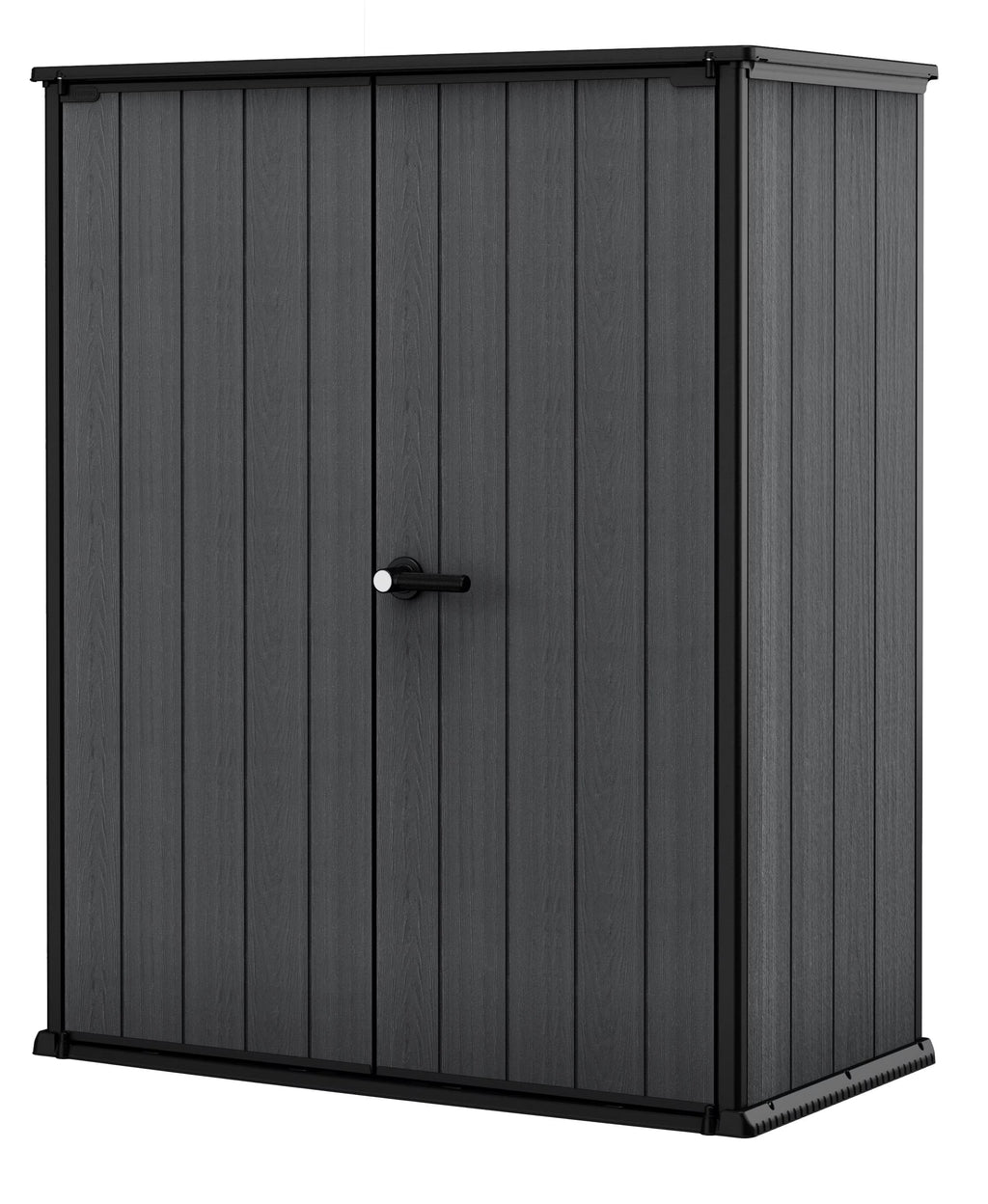 Keter Cortina Alto Vertical Durable Resin Outdoor Storage Shed with Heavy Duty Floor and Locking Latch Double Doors, Graphite