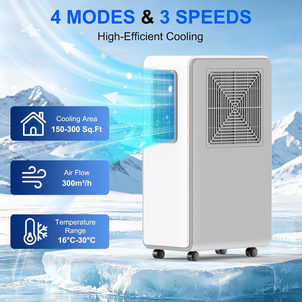 Portable Air Conditioner 4 in 1 Air Conditioning Unit Cooling & Dehumidifier & Cooling Fan Ultra Quiet, 24H Timer Powerful Mobile AC Unit Cooling for Home,Office（white）