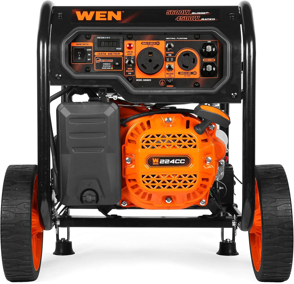 WEN 5600-Watt Portable Generator  Electric Start  224cc  Transfer-Switch and RV-Ready with CO Shutdown Sensor (GN5602X)