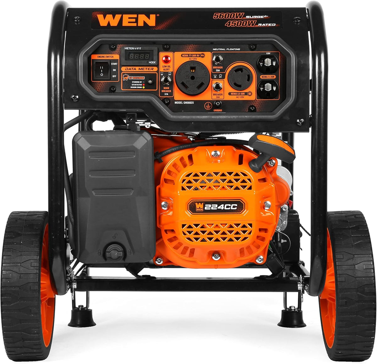 WEN 5600-Watt Portable Generator  Electric Start  224cc  Transfer-Switch and RV-Ready with CO Shutdown Sensor (GN5602X)