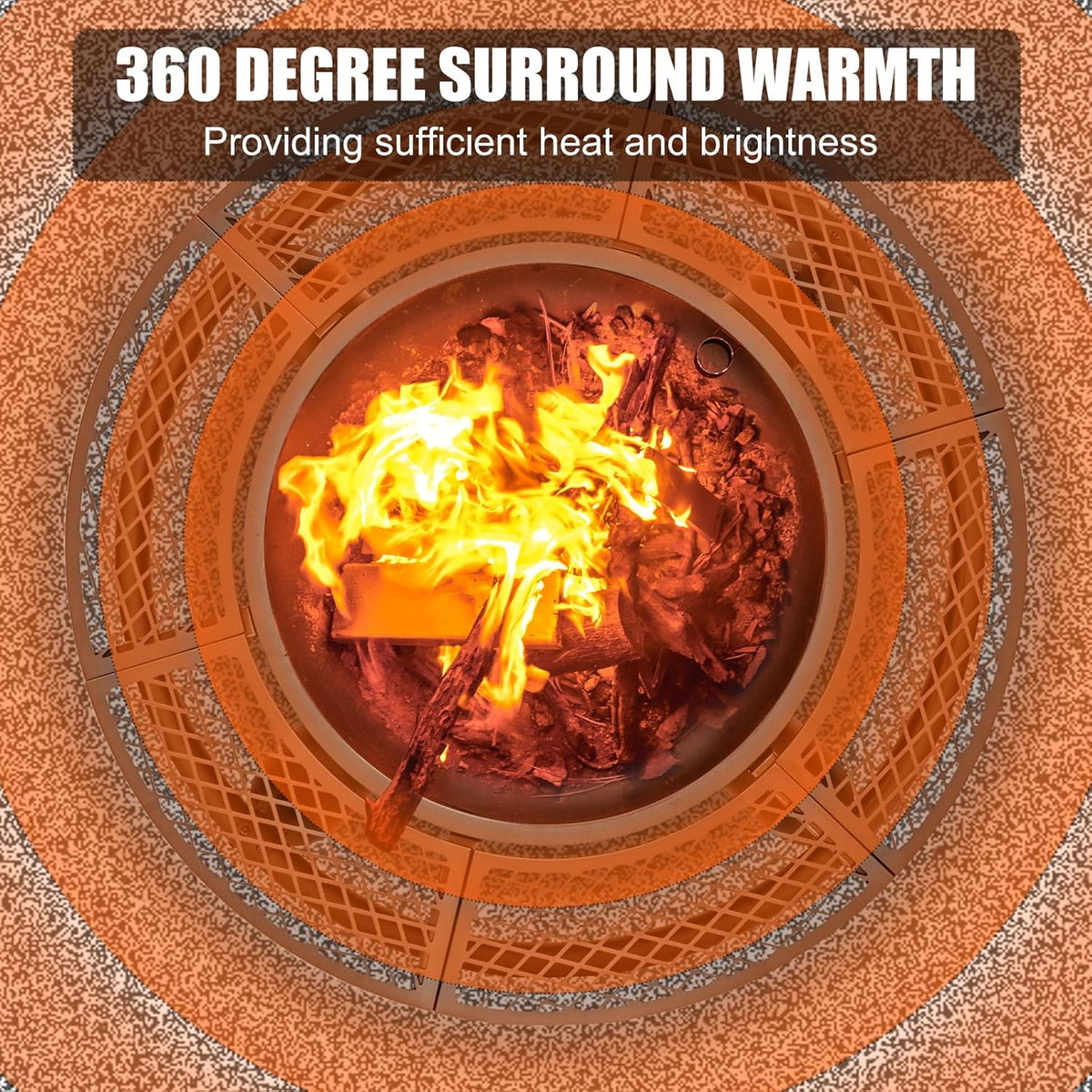 47 Inch Outdoor Fire Pit with 2 Grills  Extra Large BBQ Firepits for Outside  Metal Round Fire pits with Lid&Fire Poker 3 in 1 Wood Burning Outdoor Fireplaces for Backyard Patio Bonfire