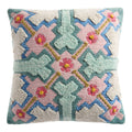 Seafoam Green and Pink Tufted Floral Indoor Outdoor Throw Pillow