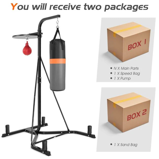 Heavy Bag Stand with Heavy Bag and Adjustable Speed Bag