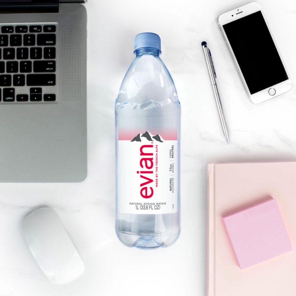 Evian Natural Spring Water, 1L Bottles, 12 Pack, Pure Hydration