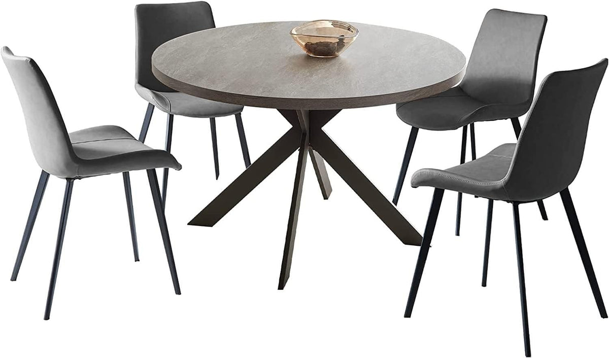 Round Dining Table Set, Mid Century Modern 47 INCH, Leisure Coffee Table, Saving Space (Grey)