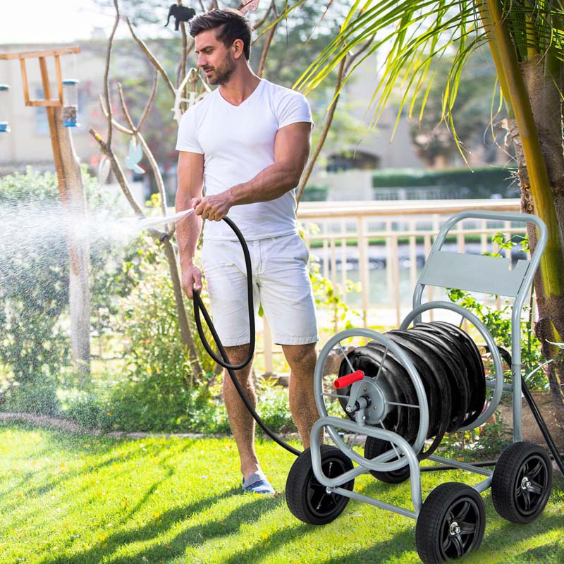 Garden Hose Reel Cart Holds 330 FT of 3/4" or 5/8�?& 400 FT of 1/2" Hose, Heavy Duty Yard Water Planting Cart
