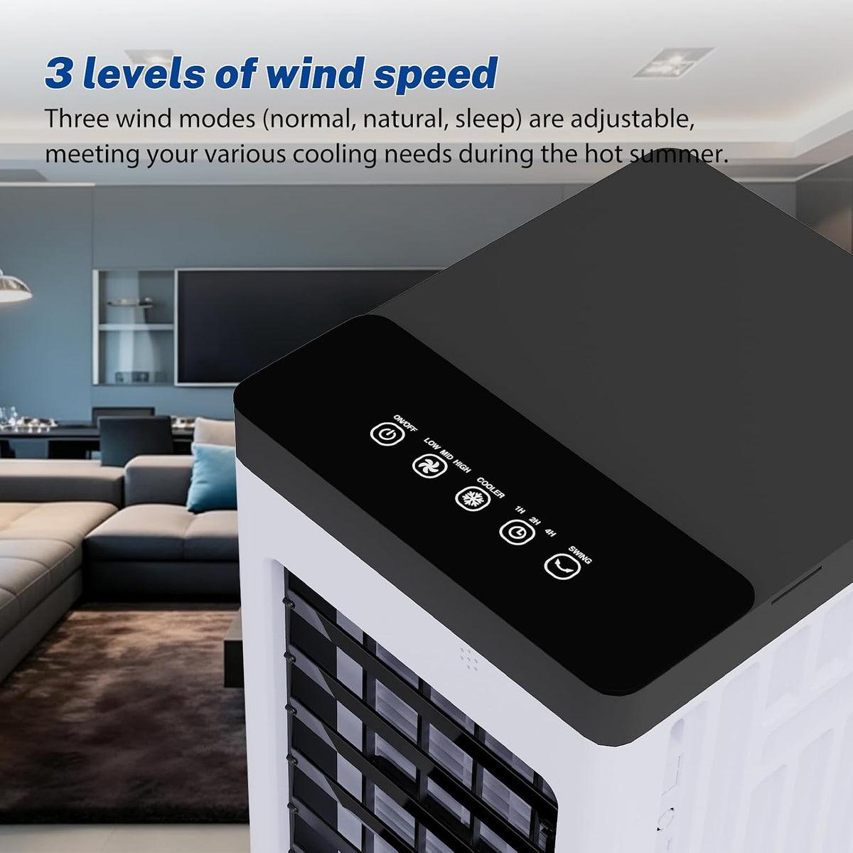 3-IN-1 Portable Evaporative Air Cooler, Remote Control Air Conditioner Fan with 15L Tank, 3 Speeds, 7.5H Timer, 120° Oscillation, Low Energy Cooling Fan for Home Bedroom Office