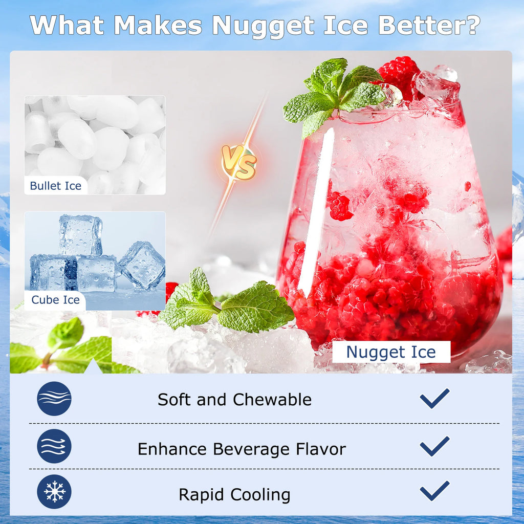 80 lbs/Day Under Counter Nugget Ice Maker, 15" Built-in Freestanding Ice Machine with Self-Cleaning, LCD Panel & 24H Timer for Home & Commercial Use