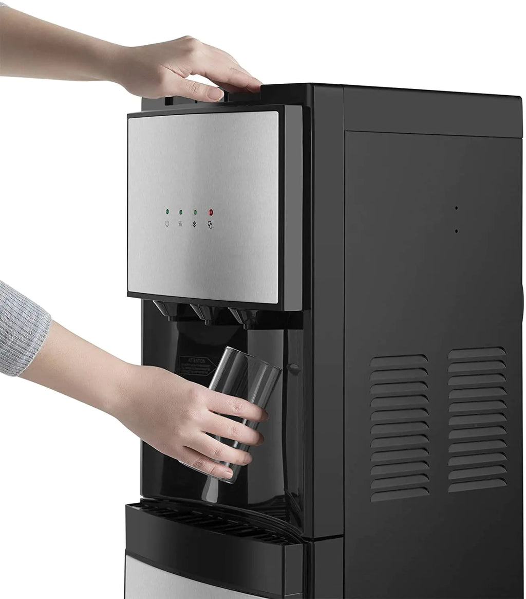 5 Gallon Water Dispenser Bottom Loading Hot Cold Water Cooler Stainless 3 Temperature Spouts