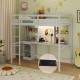 Twin Loft Bed with LED Light and Desk No Box Spring Needed
