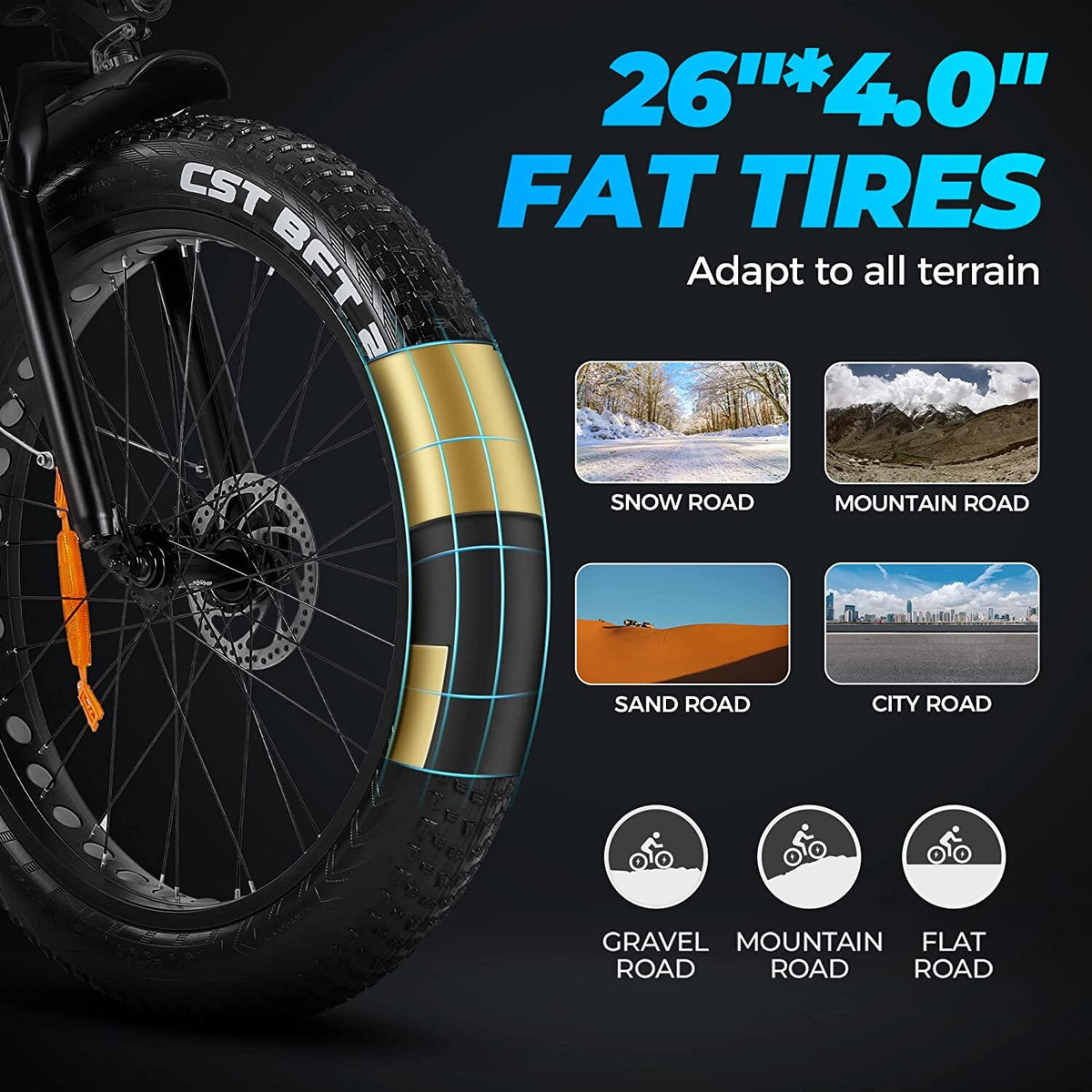 Outdoor electric bike with 48V/15Ah lithium battery ??Black
