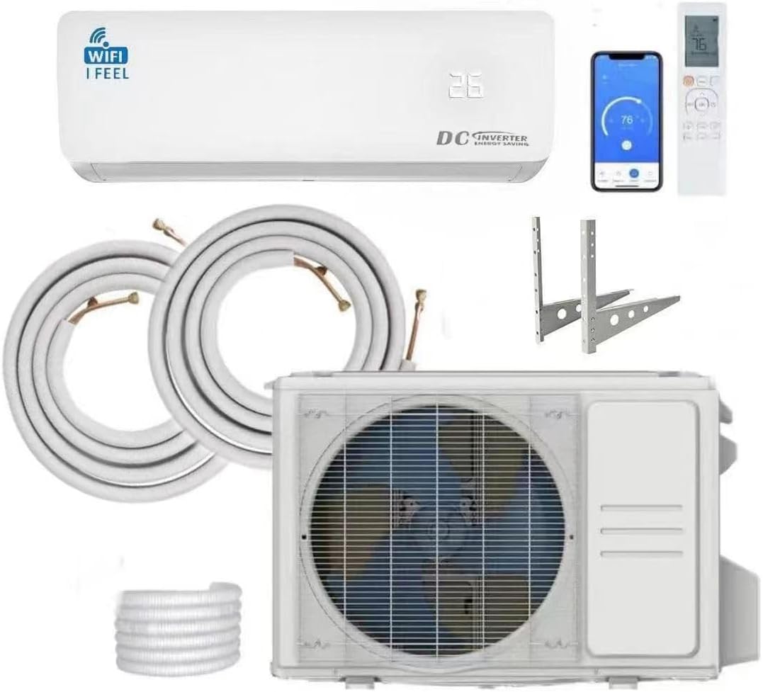 12000 BTU Air Conditioner Wall Split Wi Fi 5 In 1 Air Cooler Heater Dehumidifier Air Purifier Fan With Heat Pump Remote Control 3.4 kW A++ Rating 2 Pipes and Installation Kit Included