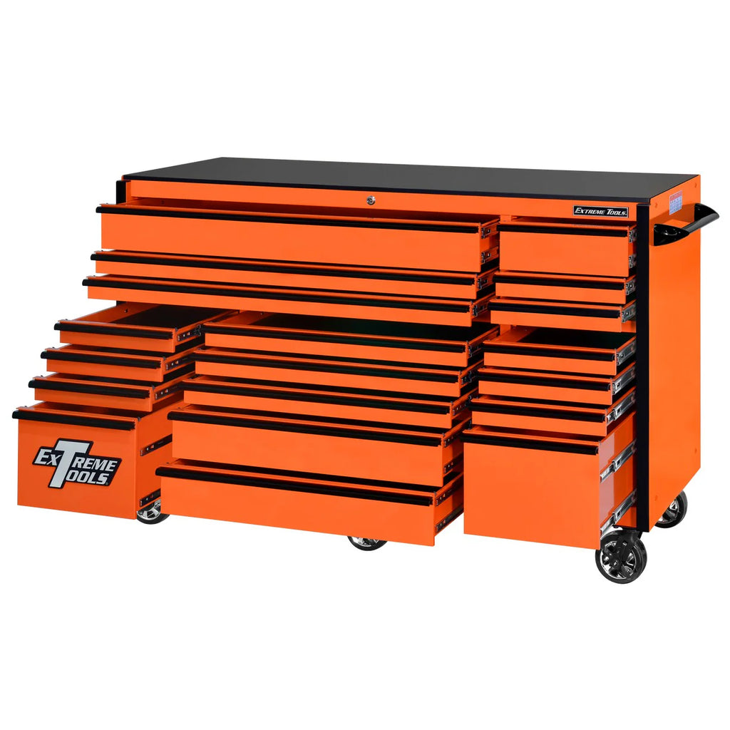 Extreme Tools RX250 Series 72-in x 30-in Roller Cabinet – 19-Drawer – 250 lb Drawer Slides