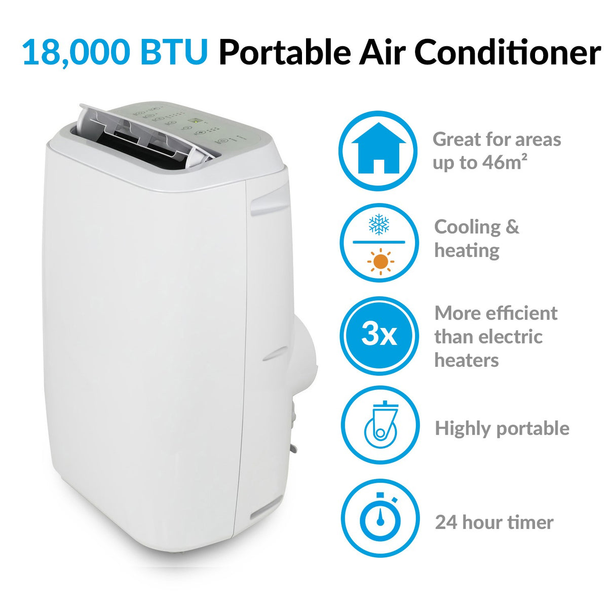electriQ 18000 BTU Portable Air Conditioner with Heating pac18l