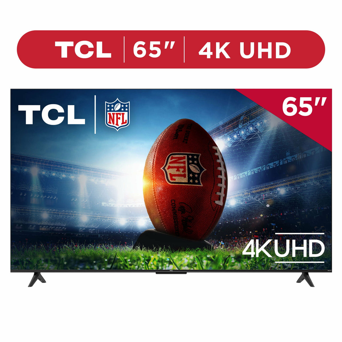 TCL 65′′ 4K UHD HDR Smart TV with Roku, 4-Series, Voice Control, Dual-Band WiFi, 4 HDMI Inputs