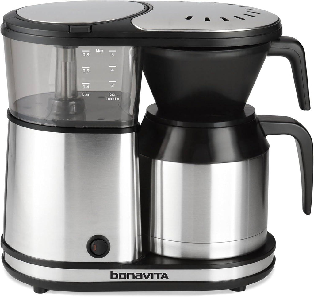 Bonavita 5 Cup Drip Coffee Maker Machine, One-Touch Pour Over, Auto Pause Brewing with Stainless Steel Double Wall Thermal Carafe, SCA Certified, Dishwasher Safe, BV1500TS