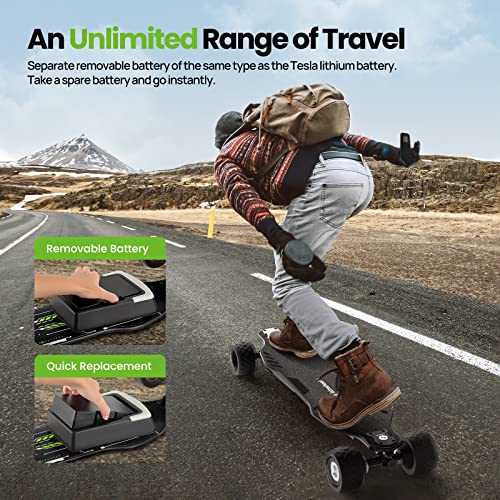 isinwheel V8 Electric Skateboard with Remote, 1200W Brushless Motor, IP54 Waterproof, Electric Longboard