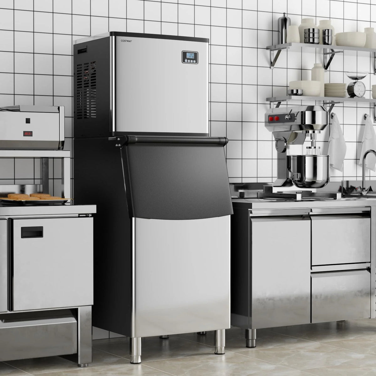 418 LBS/24H Split Commercial Ice Maker, Industrial Ice Machine with 200 LBS Storage Bin, 192 PCS in 11-20 Mins, Self-Cleaning for Restaurant, Bar Cafe