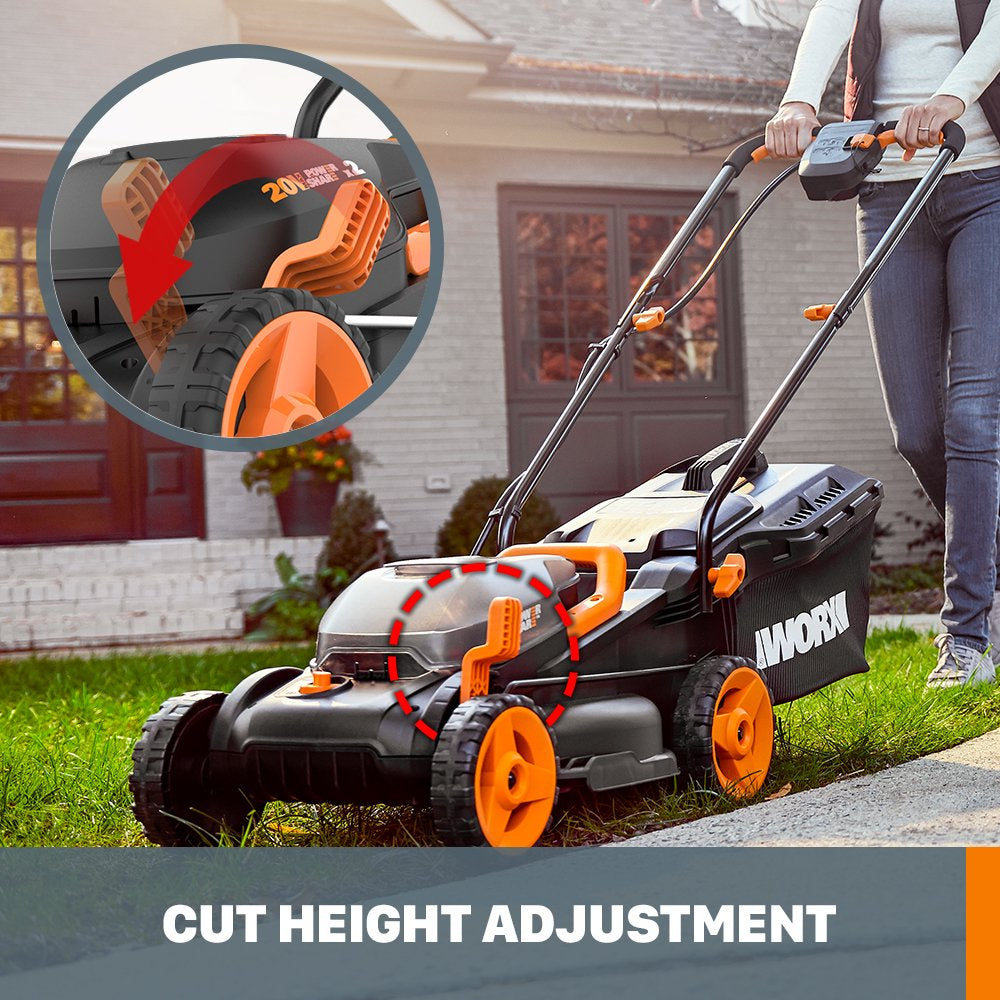 Worx 40V Cordless Lawn Mower 14′′ with Intellicut, Mulching, 2x20V 4.0Ah Batteries and Charger Included