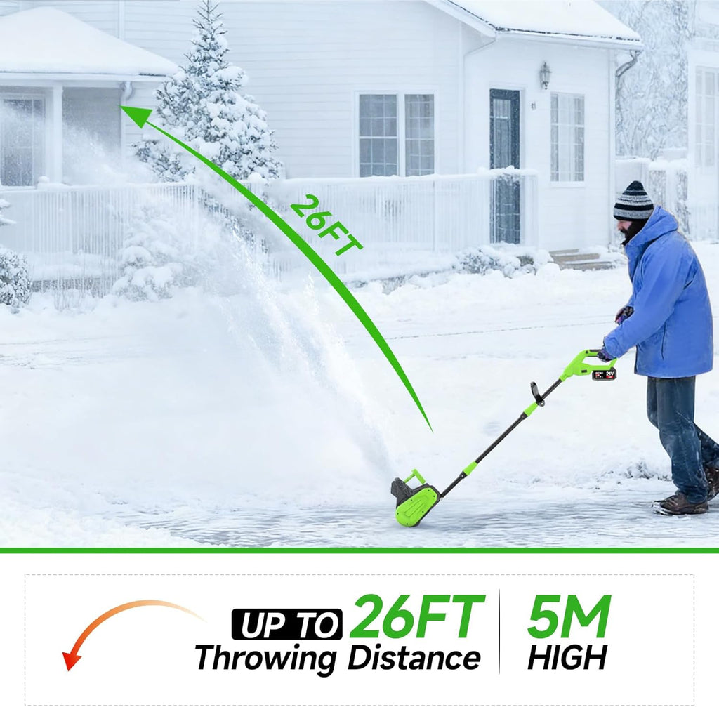 21V Cordless Snow Shovel  16-Inch Brushless Cordless Snow Blower with 2Pcs 3000mAh Recharge Batteries  Lightweight Electric Snow Plow for Driveway  Sidewalk & Patio Winter Snow Removal- No Wheels