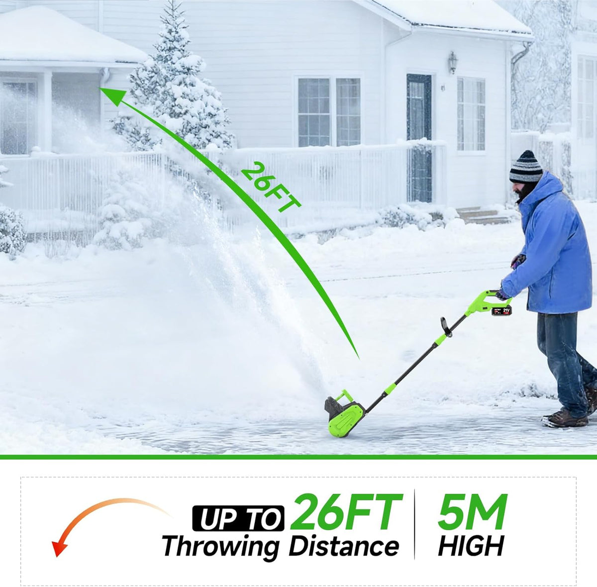 21V Cordless Snow Shovel  16-Inch Brushless Cordless Snow Blower with 2Pcs 3000mAh Recharge Batteries  Lightweight Electric Snow Plow for Driveway  Sidewalk & Patio Winter Snow Removal- No Wheels