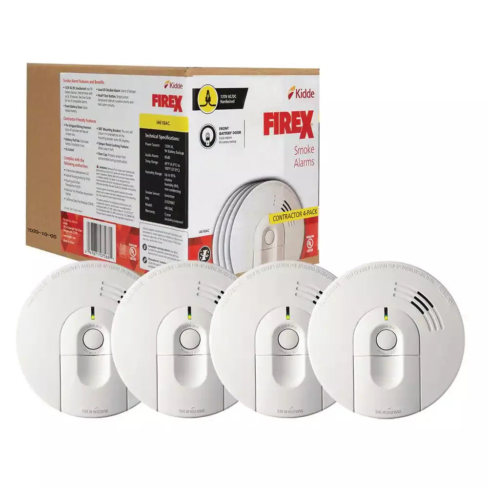 Firex 4-Pack Hardwired Smoke Detector with Ionization Sensor