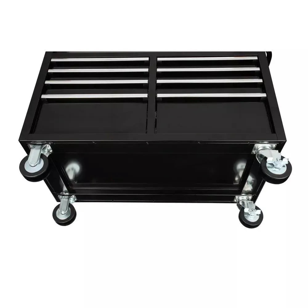 Gloss Black 46��� 9-Drawer Mobile Tool Chest Workbench with Wood Top & Power Strip