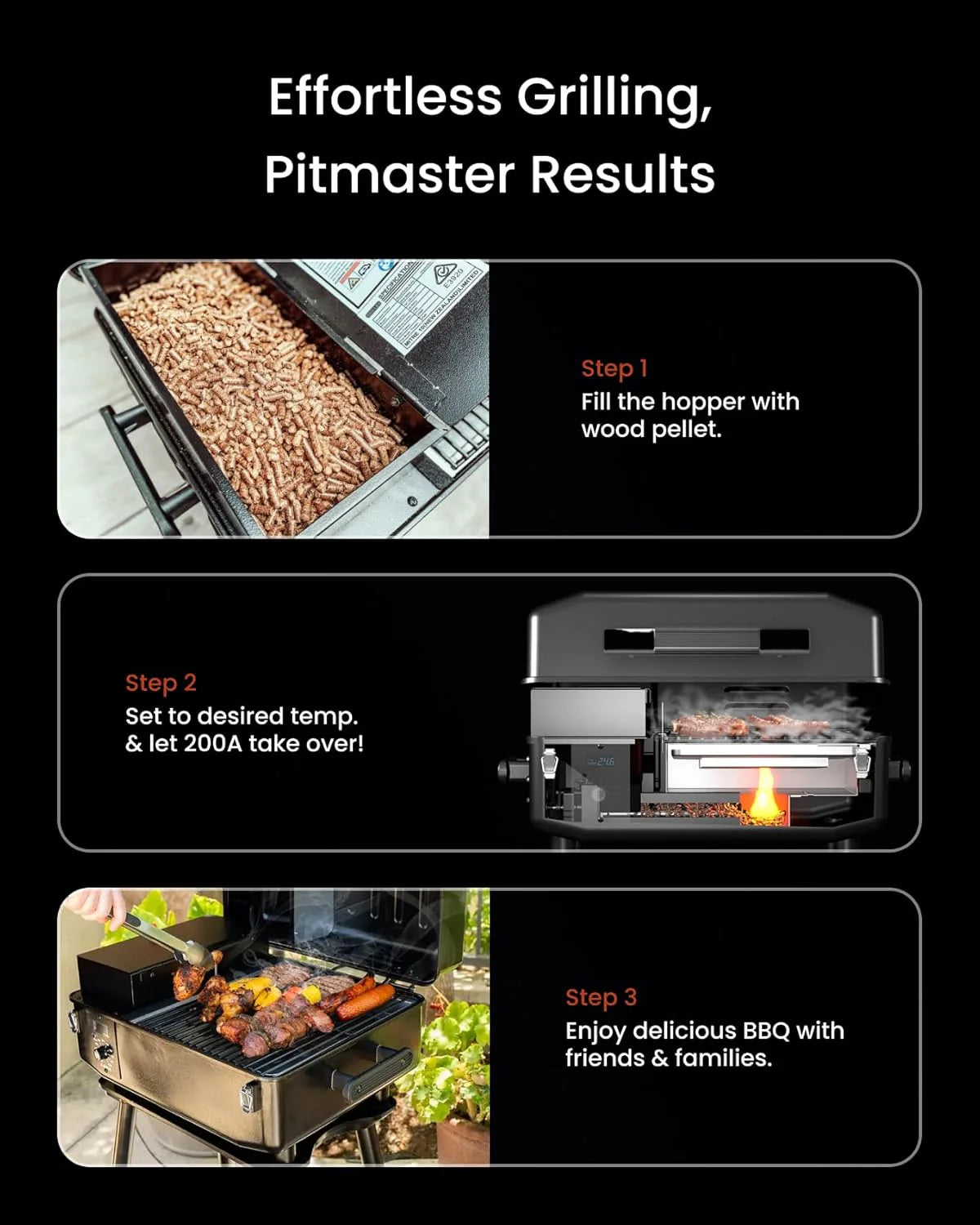 Z GRILLS Wood Pellet Grill Smoker with 552 Cooking Area & Front Shelf for Outdoor BBQ, Smoke, Bake and Roast, 550C