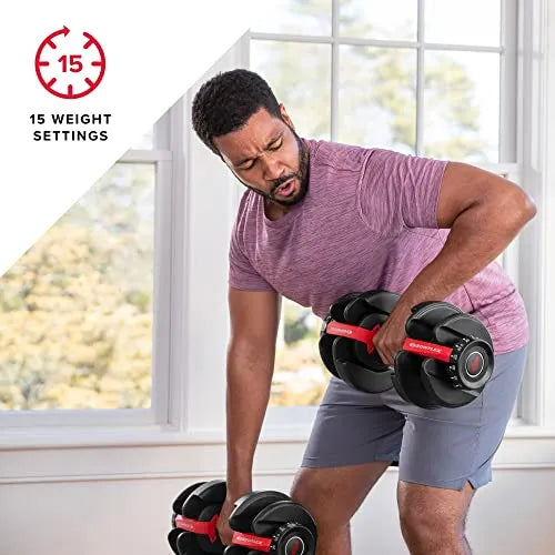 Bowflex SelectTech 552 Adjustable Dumbbells Pair, 5-52.5 lbs, Space-Saving Home Gym Equipment