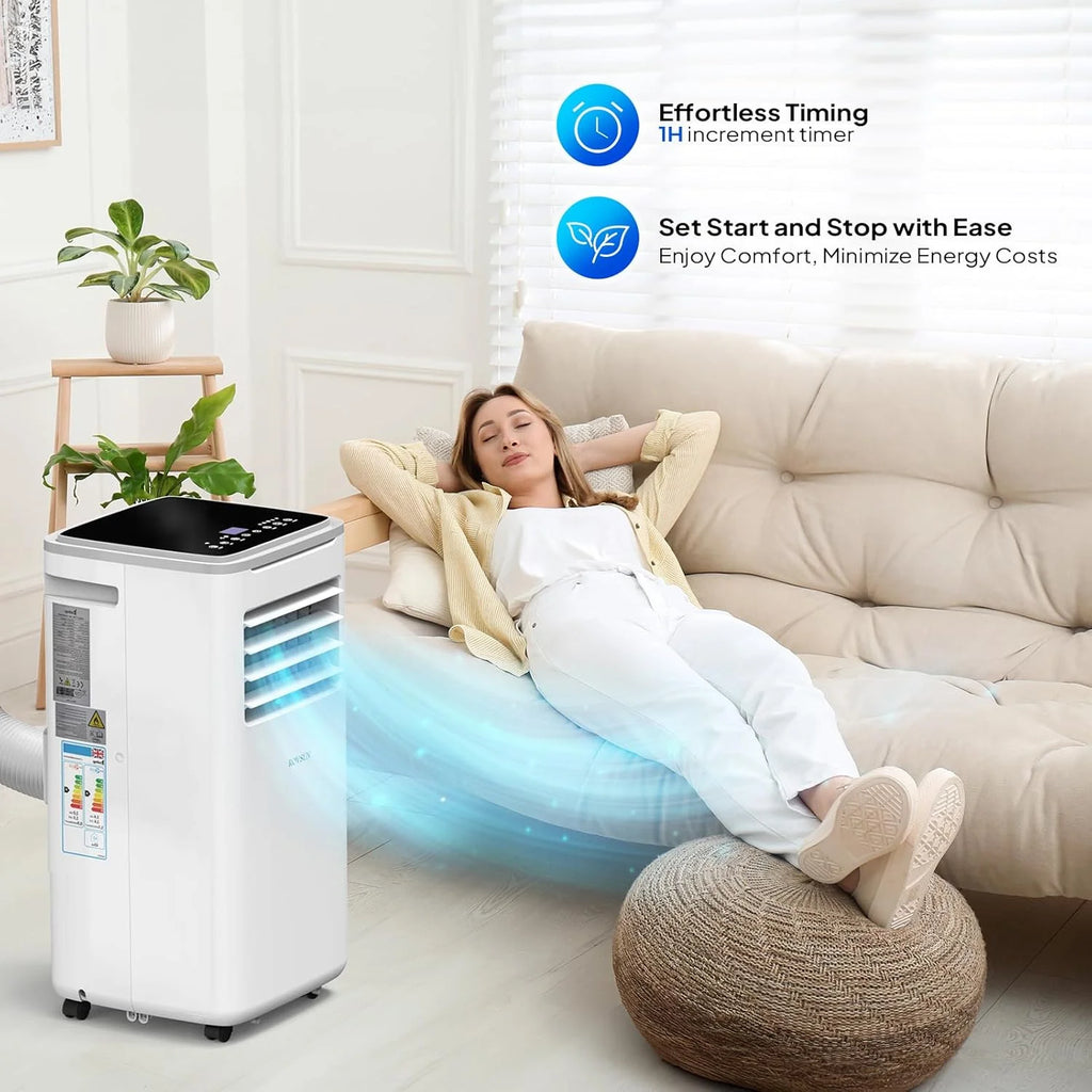 9000 BTU Portable Air Conditioner with Heating, Dehumidifier, Sleep Mode & Remote Control