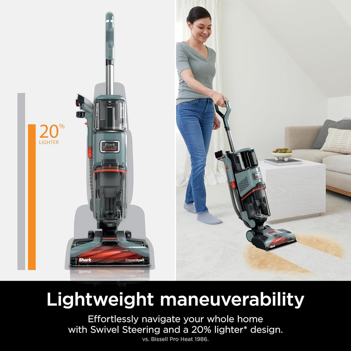 Shark CarpetXpert EX201 Carpet Cleaner, Cyan  C Deep Cleaning with StainStriker, Perfect for Pets, Includes Spot & Stain Remover Tools